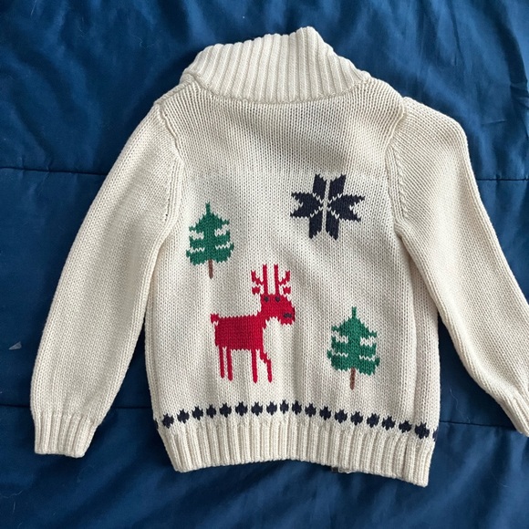 EUC Hanna Andersson Boys 2T zip up Classic Holiday Deer Print sweater - Picture 4 of 4